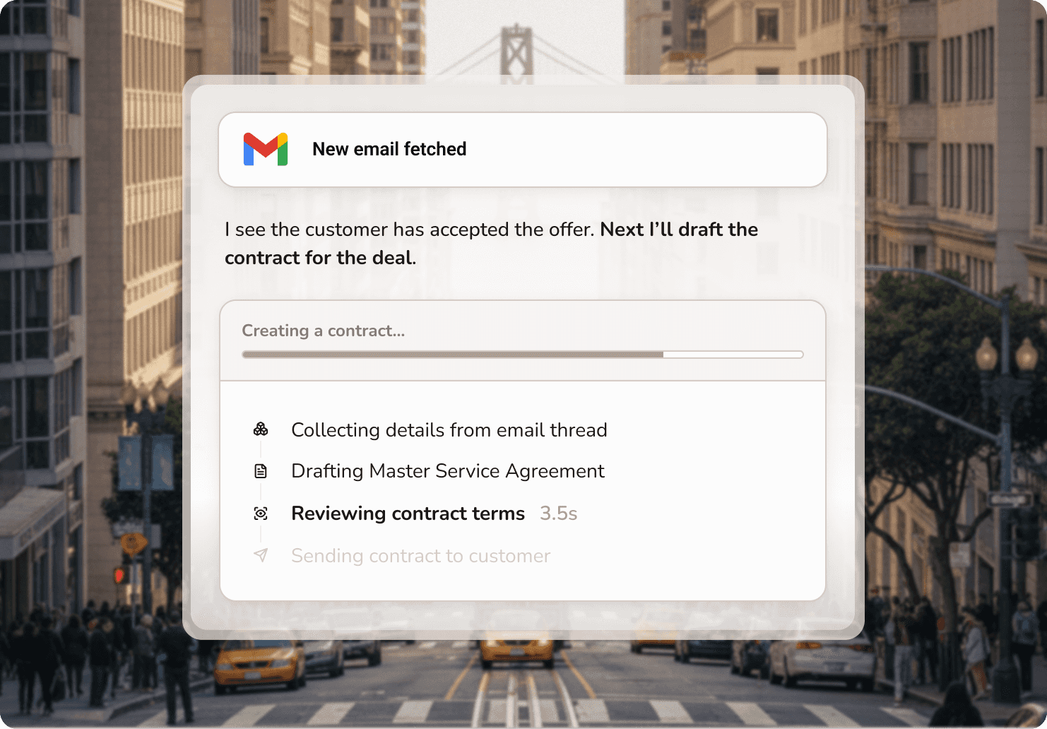 Screenshot of Bind generating a contract